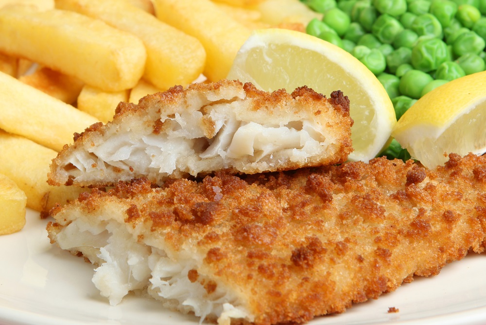 Fish, chips and peas