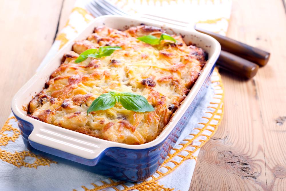 Trout and vegetable bake.