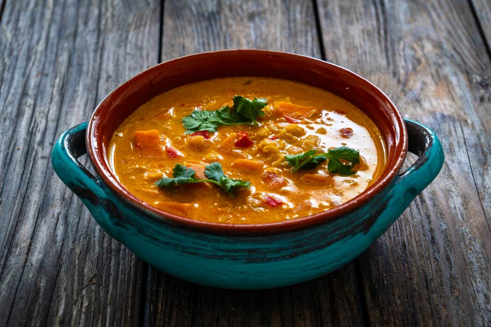 Sweet potato and lentil curry.