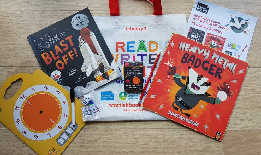 Contents of the P3 Read Write Count activity bag for 2025.