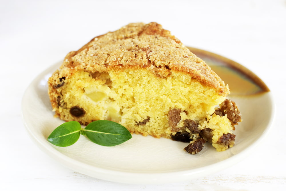 Photo of an apple and raisin cake