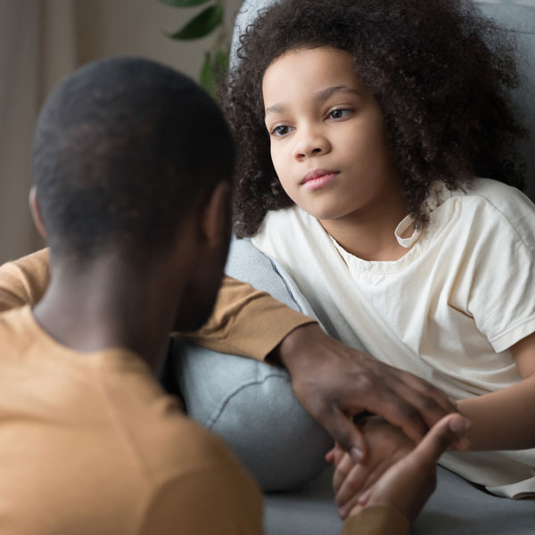 Father and daughter talking